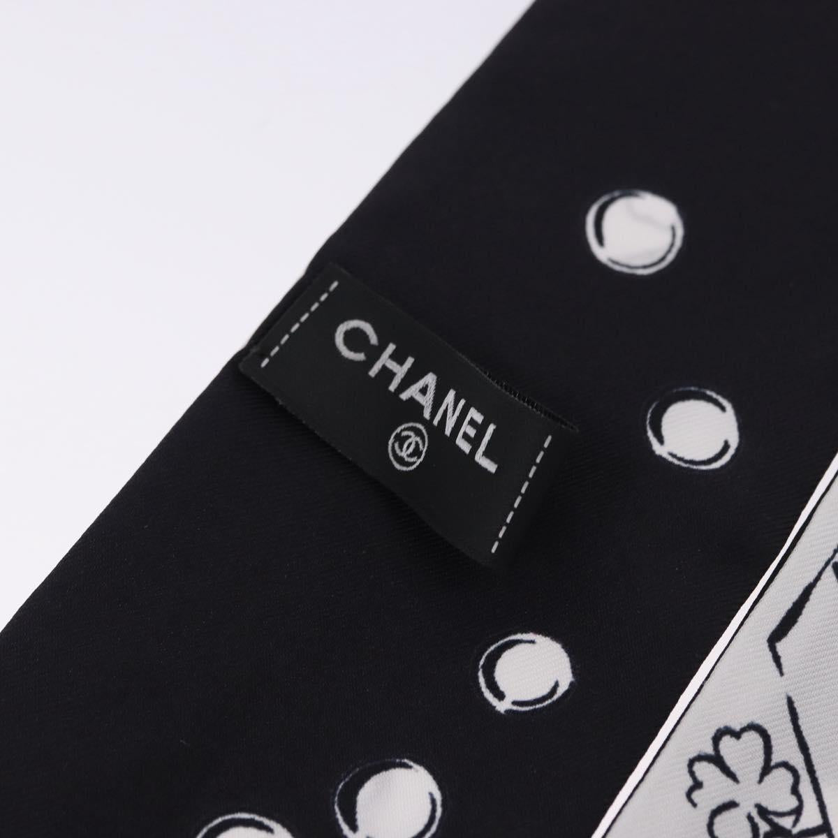 CHANEL Scarf Silk Gray CC Auth 193602M