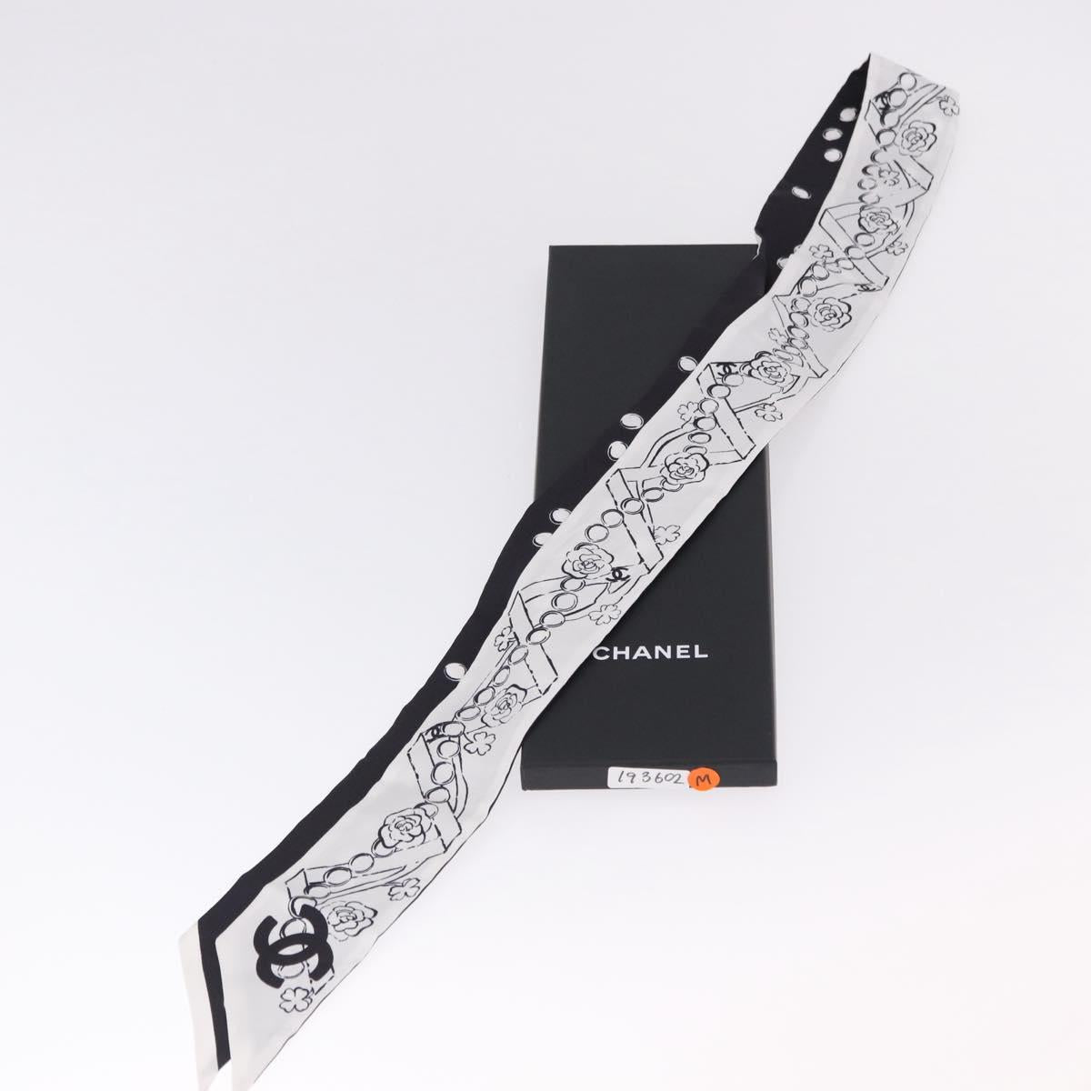 CHANEL Scarf Silk Gray CC Auth 193602M