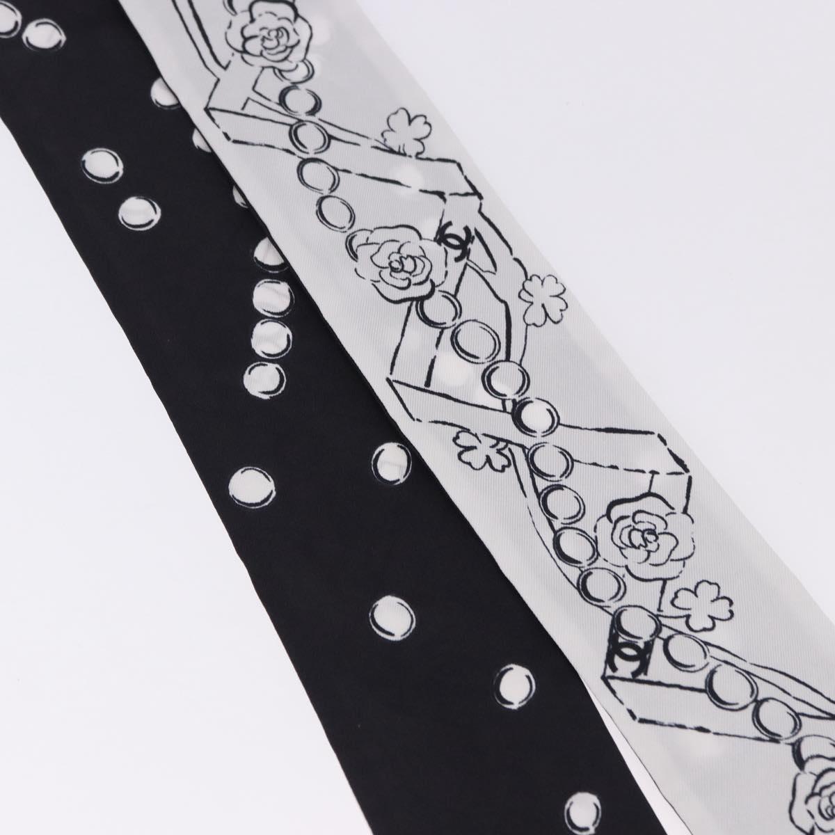 CHANEL Scarf Silk Gray CC Auth 193602M