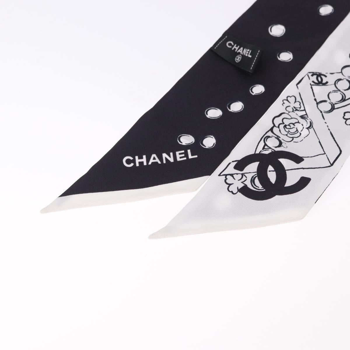 CHANEL Scarf Silk Gray CC Auth 193602M
