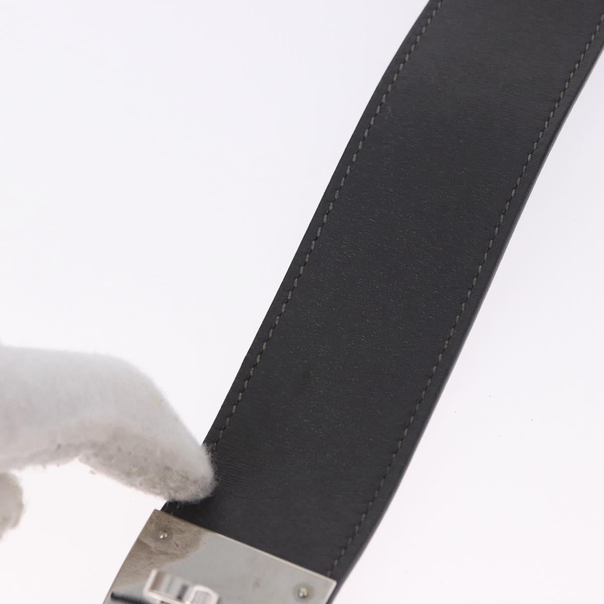 HERMES Kelly Dog Bracelet Leather Black Silver Auth 193603