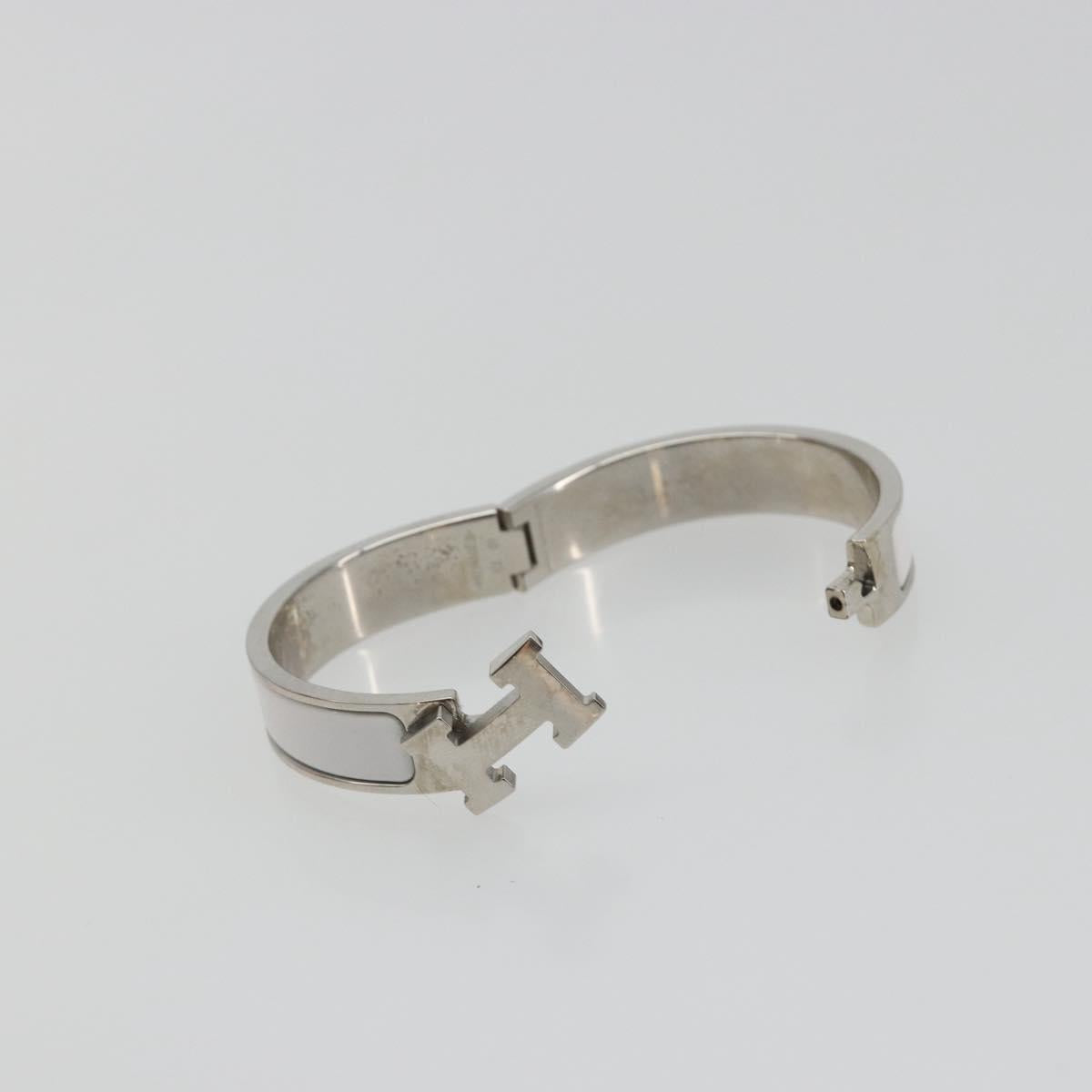 HERMES Click H Bracelet metal White Auth 193604M