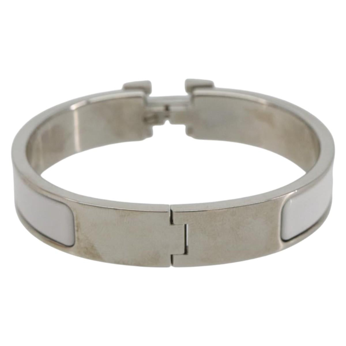 HERMES Click H Bracelet metal White Auth 193604M