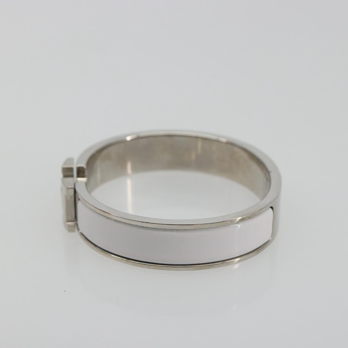 HERMES Click H Bracelet metal White Auth 193604M