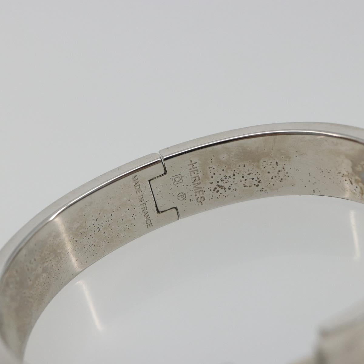 HERMES Click H Bracelet metal White Auth 193604M