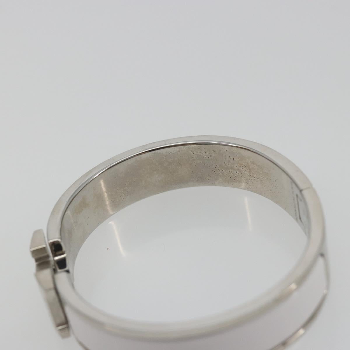 HERMES Click H Bracelet metal White Auth 193604M