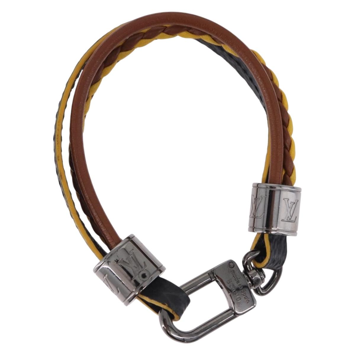 LOUIS VUITTON LV Treble Bracelet Leather Brown M6423 LV Auth 193607A