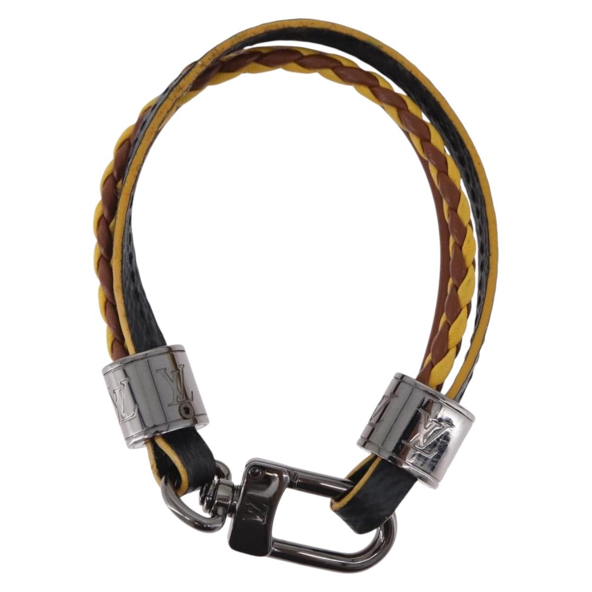 LOUIS VUITTON LV Treble Bracelet Leather Brown M6423 LV Auth 193607A
