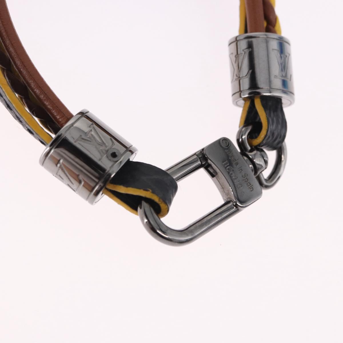 LOUIS VUITTON LV Treble Bracelet Leather Brown M6423 LV Auth 193607A
