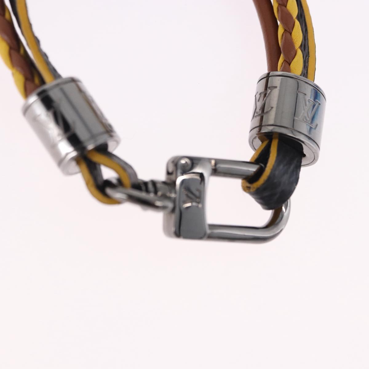 LOUIS VUITTON LV Treble Bracelet Leather Brown M6423 LV Auth 193607A