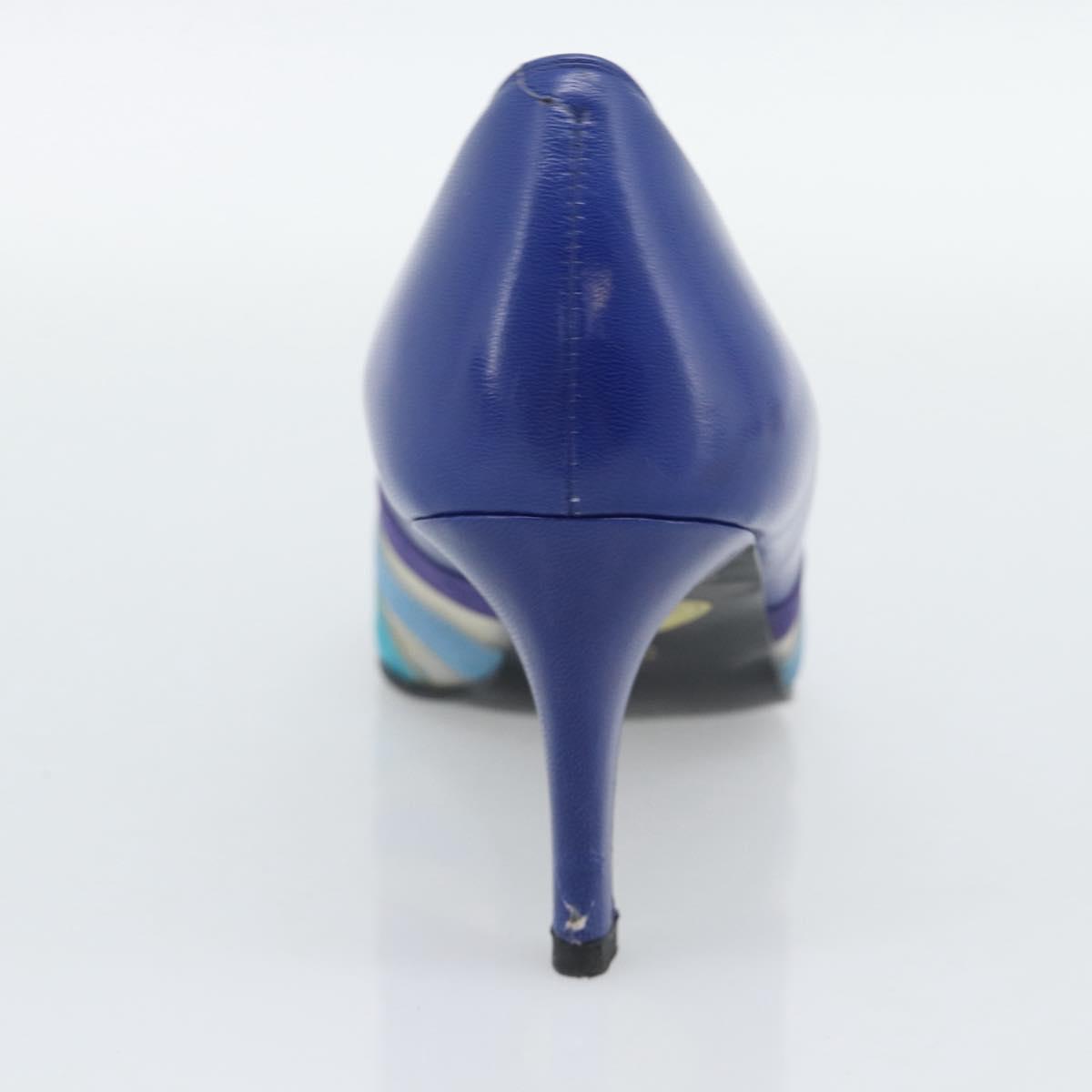 SAINT LAURENT Pumps Leather 37 Blue Auth 193709M