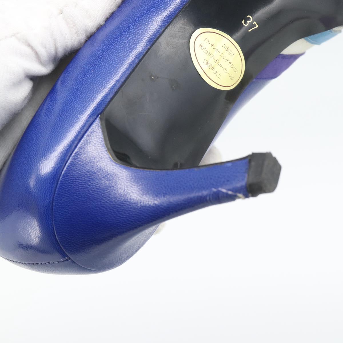SAINT LAURENT Pumps Leather 37 Blue Auth 193709M