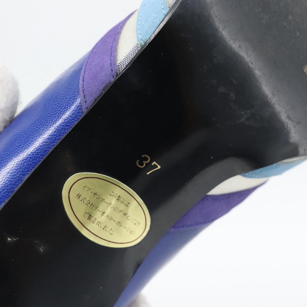 SAINT LAURENT Pumps Leather 37 Blue Auth 193709M