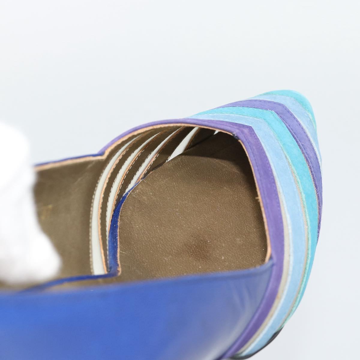 SAINT LAURENT Pumps Leather 37 Blue Auth 193709M
