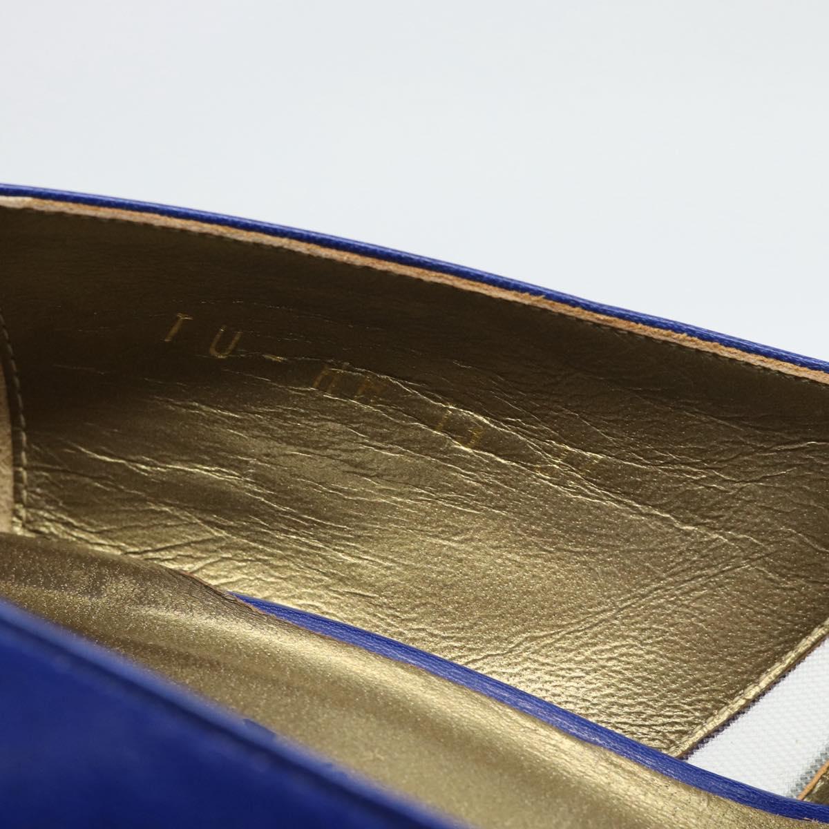 SAINT LAURENT Pumps Leather 37 Blue Auth 193709M