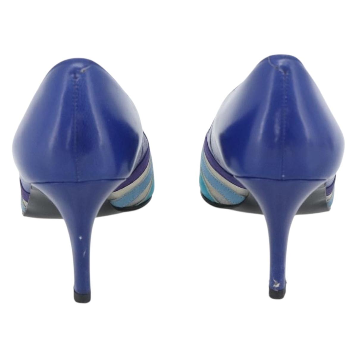 SAINT LAURENT Pumps Leather 37 Blue Auth 193709M