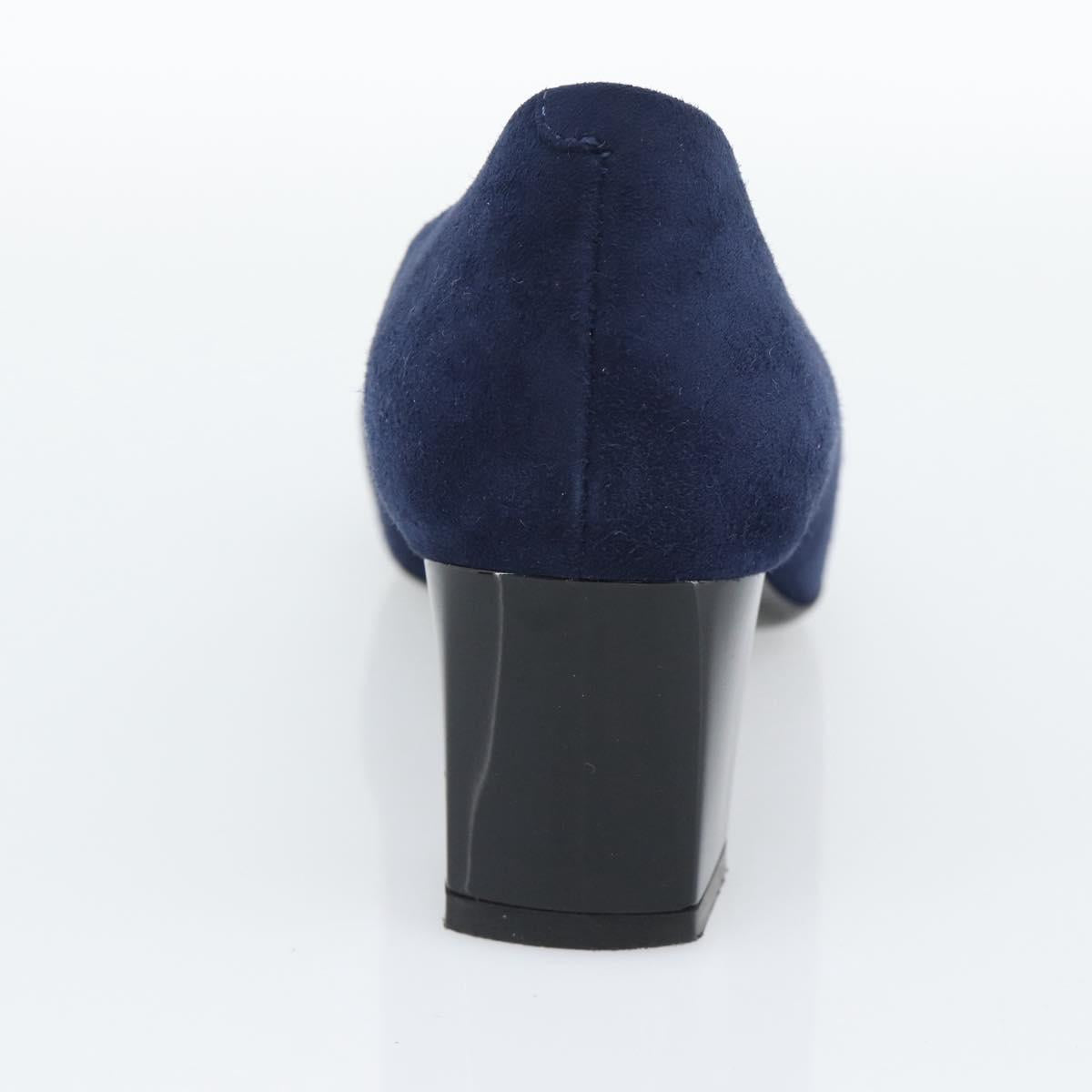TOD'S Pumps Suede 37 Navy Gold Auth 193711M
