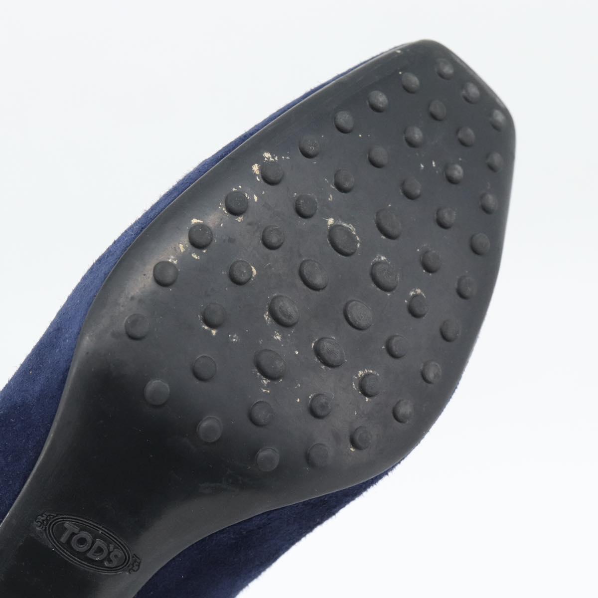 TOD'S Pumps Suede 37 Navy Gold Auth 193711M