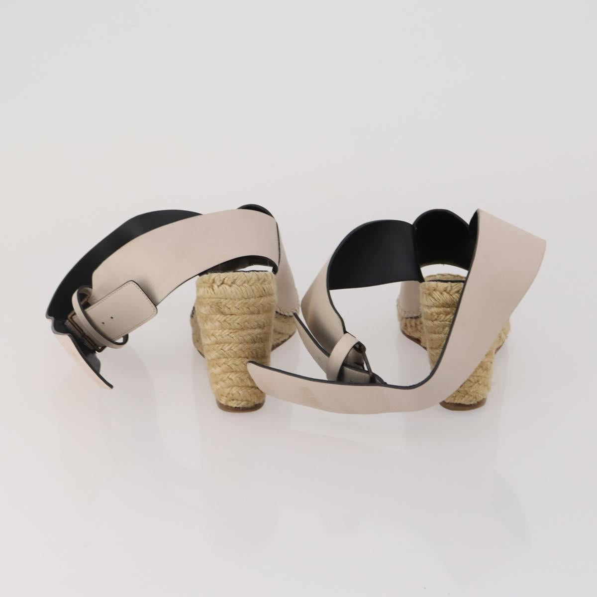 CELINE PRADA Sandals Leather 2 Set Beige Gold Auth 193715