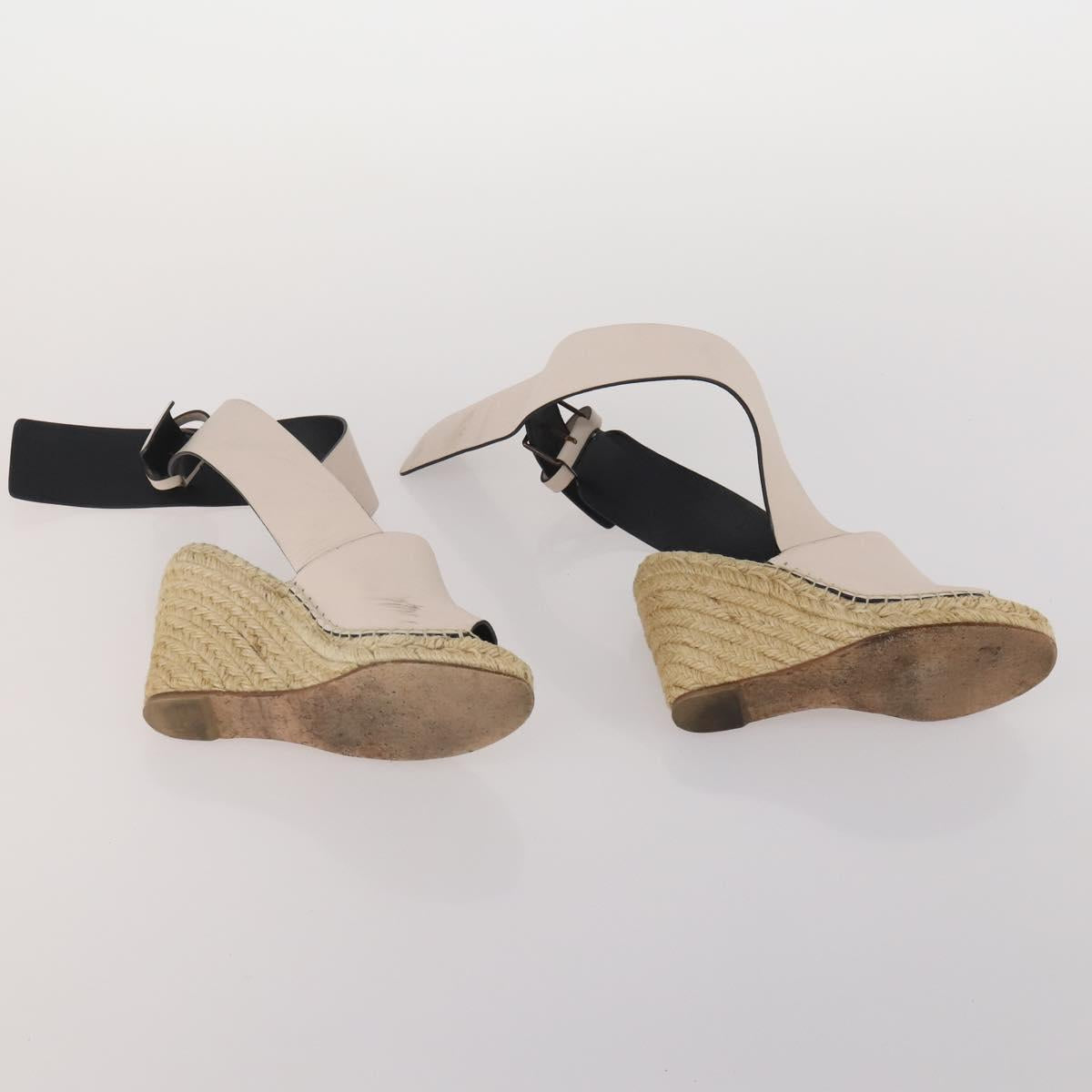 CELINE PRADA Sandals Leather 2 Set Beige Gold Auth 193715