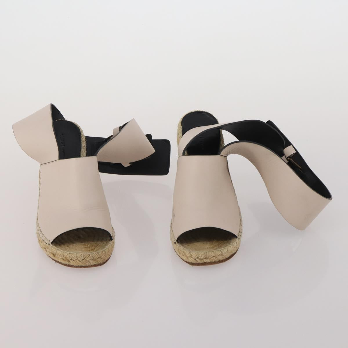 CELINE PRADA Sandals Leather 2 Set Beige Gold Auth 193715