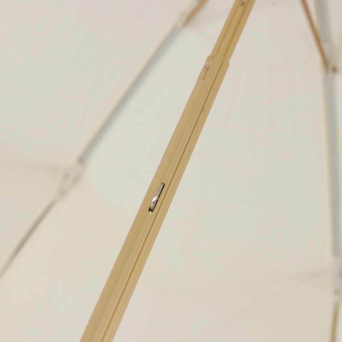 CELINE Folding Umbrella Nylon White Gold Auth 193720M