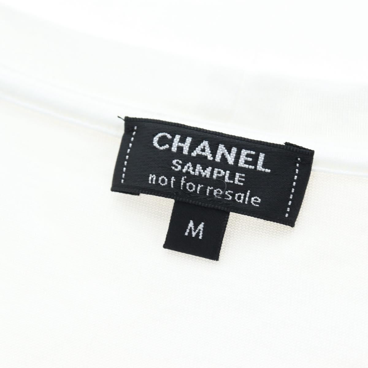CHANEL TShirt Cotton M White CC Auth 193724M