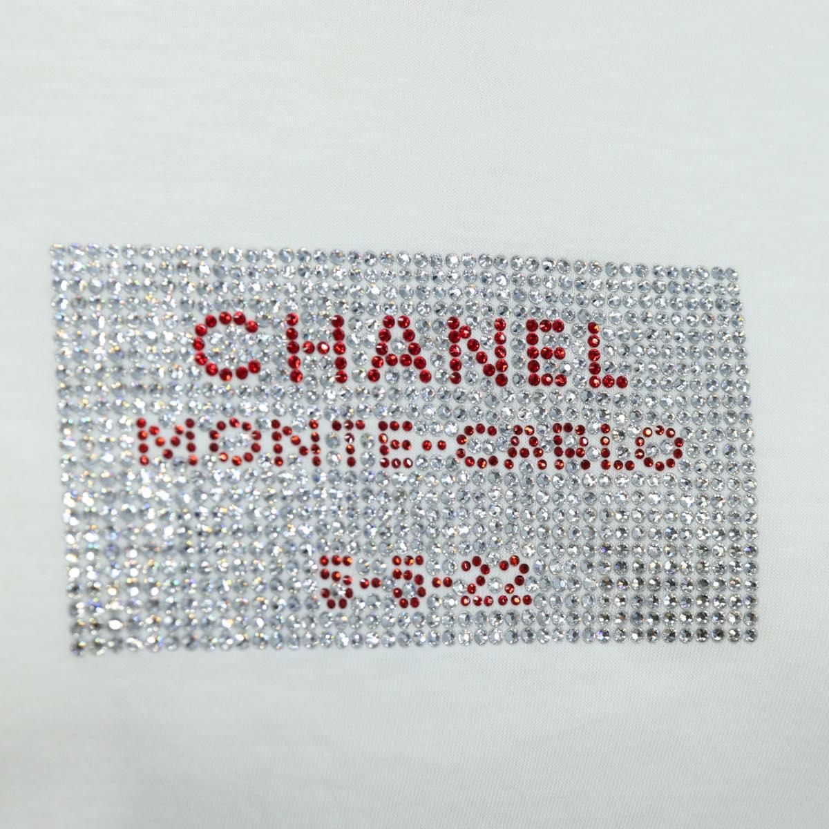 CHANEL TShirt Cotton M White CC Auth 193724M