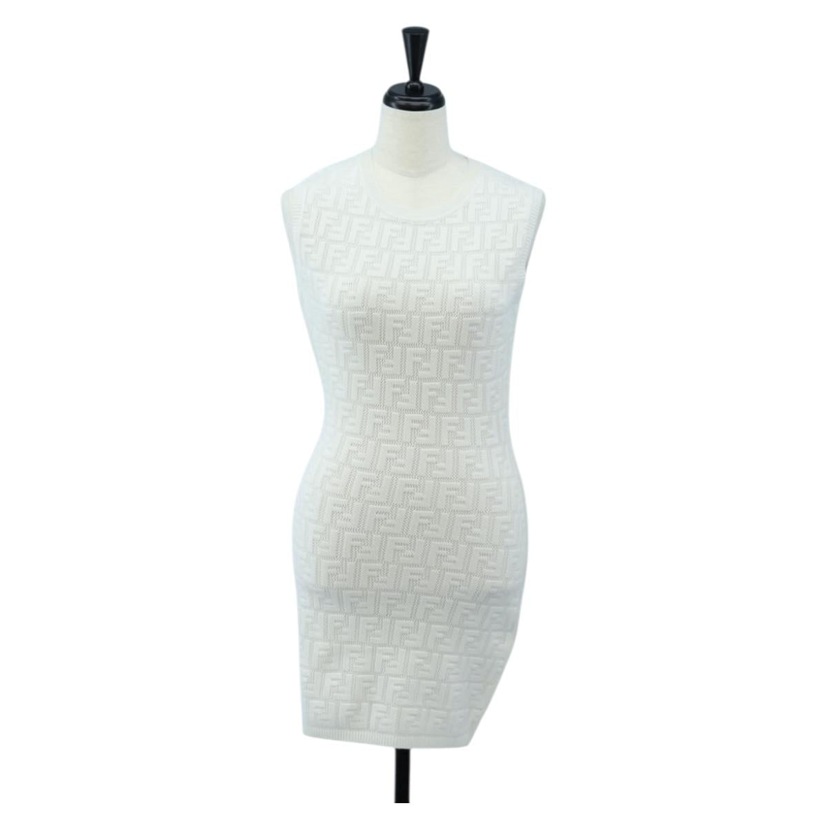 FENDI Zucca Canvas One Piece Shirt White Auth 193726M