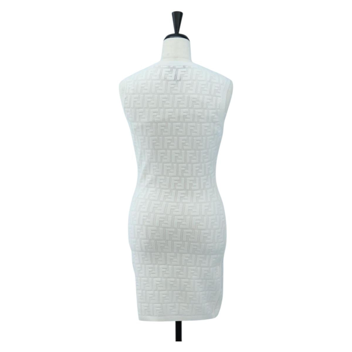 FENDI Zucca Canvas One Piece Shirt White Auth 193726M