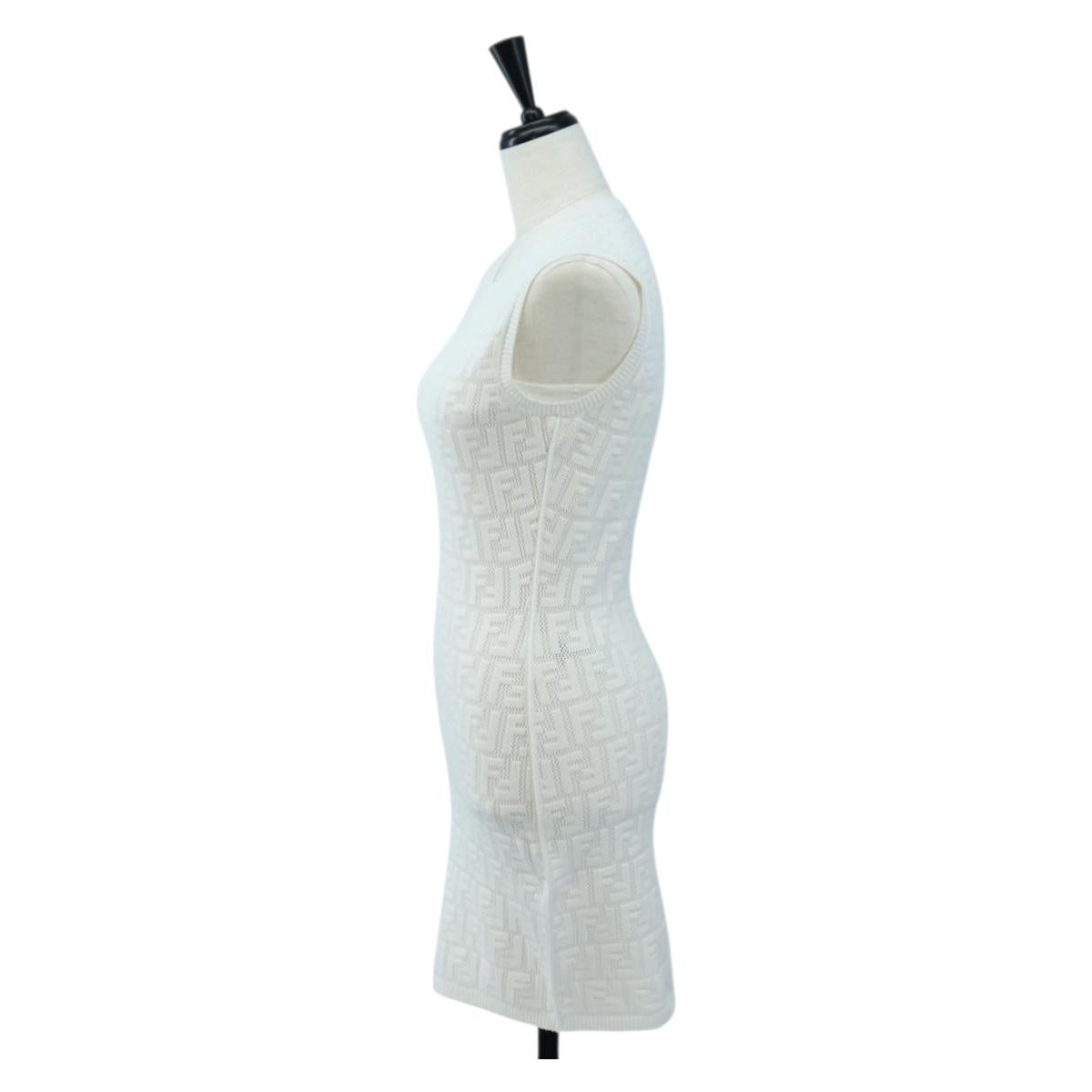 FENDI Zucca Canvas One Piece Shirt White Auth 193726M