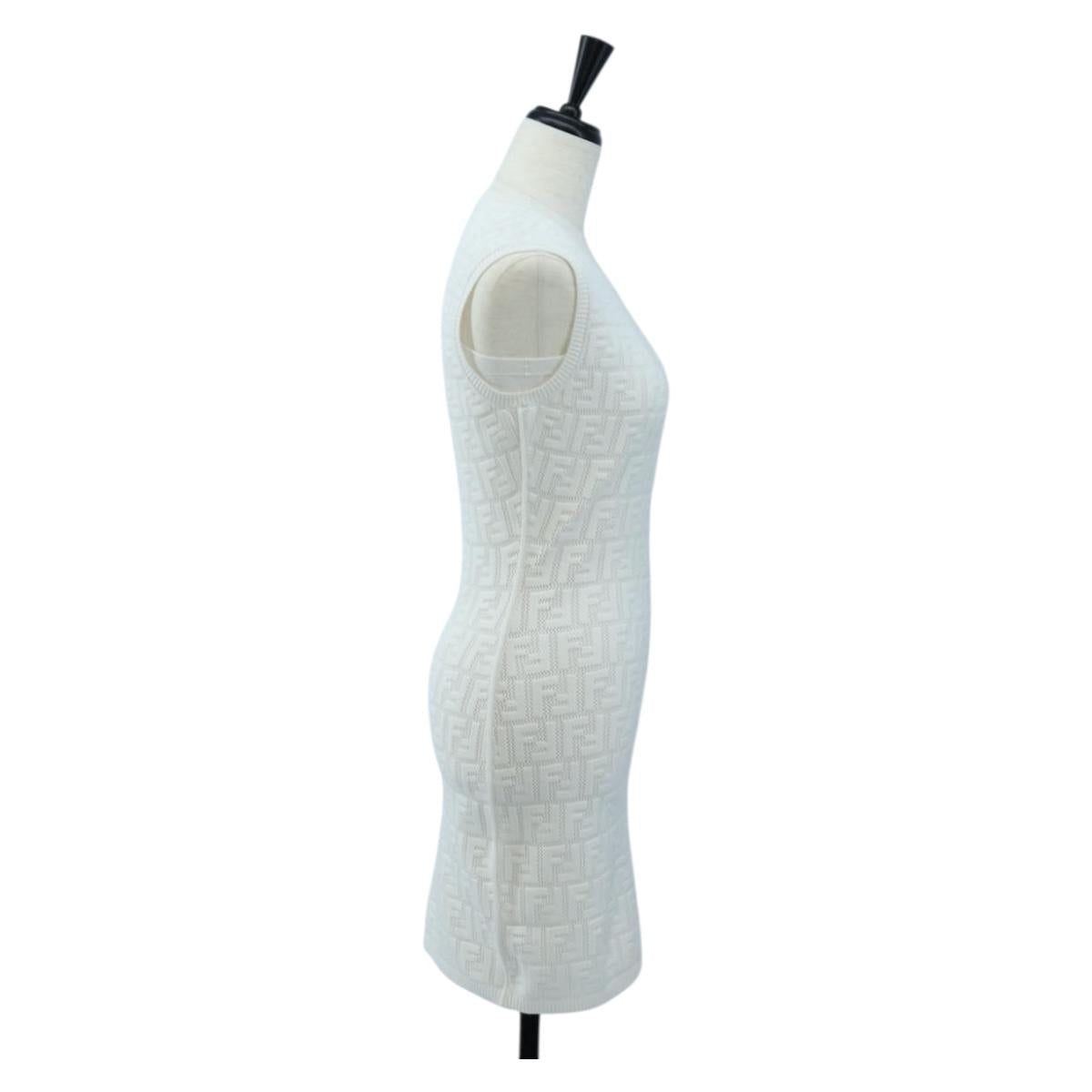 FENDI Zucca Canvas One Piece Shirt White Auth 193726M