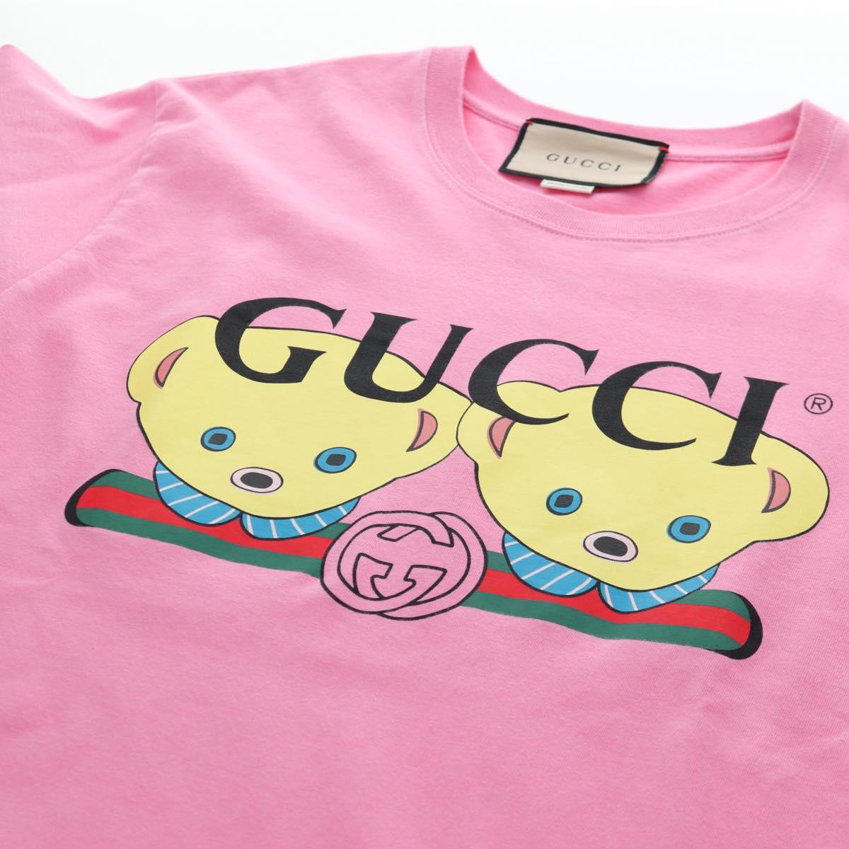 GUCCI TShirt Teddy Bear cotton XXS Pink Auth 193727M