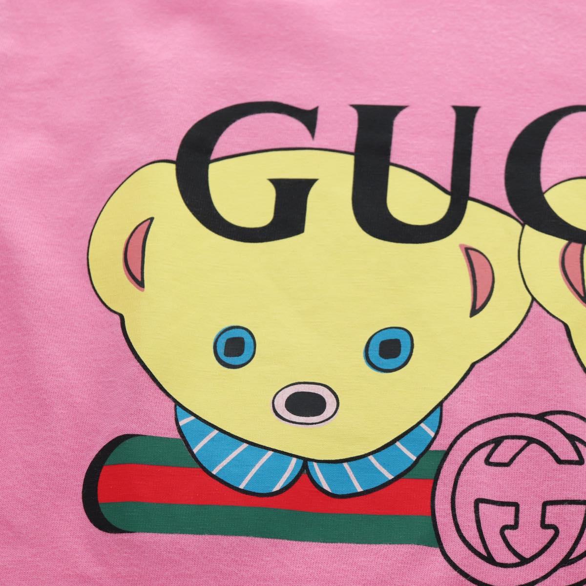 GUCCI TShirt Teddy Bear cotton XXS Pink Auth 193727M