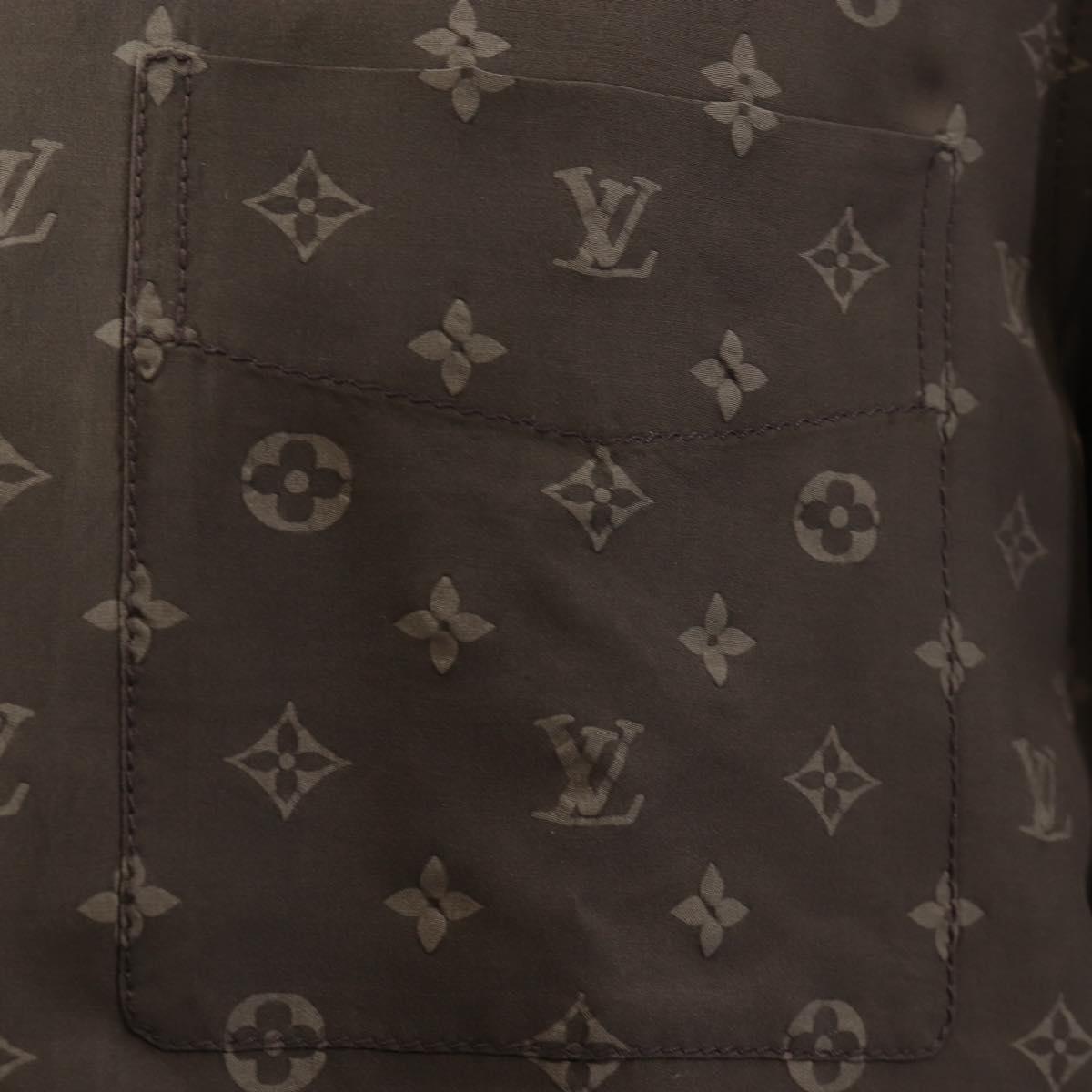LOUIS VUITTON Short-Sleeved Shirt Silk 40 Brown LV Auth 193730M
