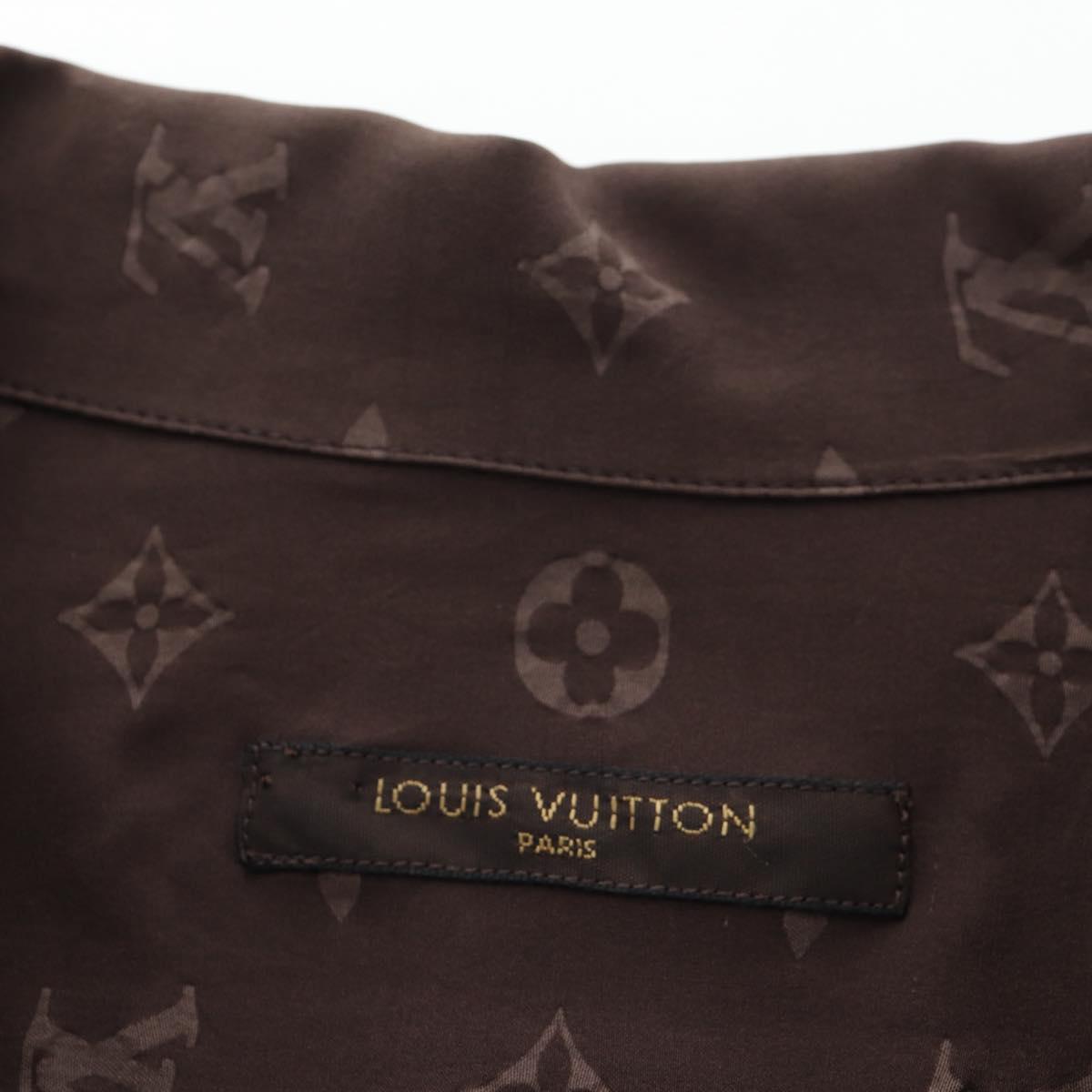 LOUIS VUITTON Short-Sleeved Shirt Silk 40 Brown LV Auth 193730M