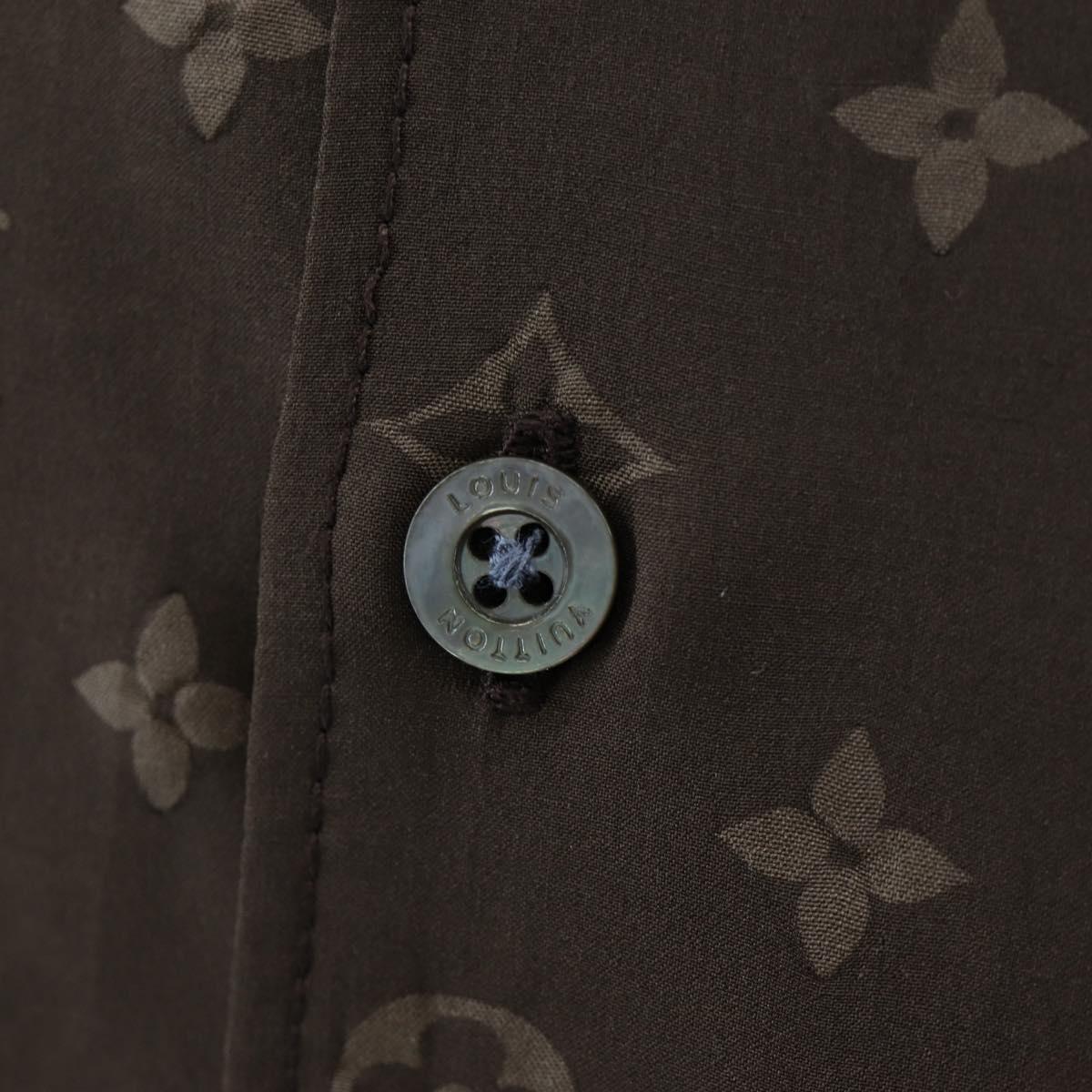 LOUIS VUITTON Short-Sleeved Shirt Silk 40 Brown LV Auth 193730M