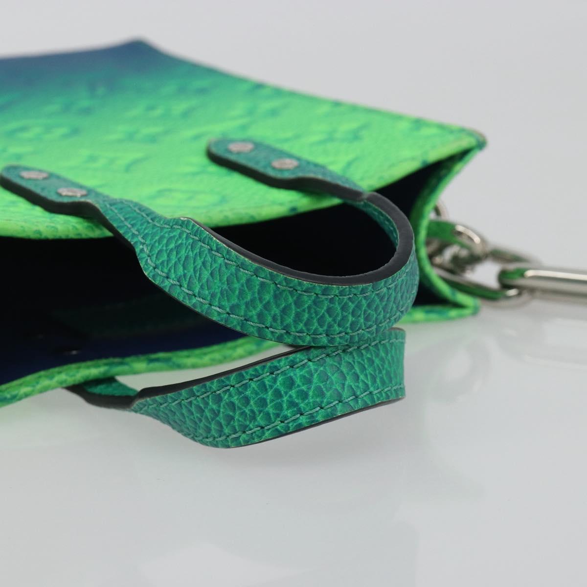 LOUIS VUITTON Taurillon Clemence Illusion Sac Plat XS Green M81221 Auth 193755SM