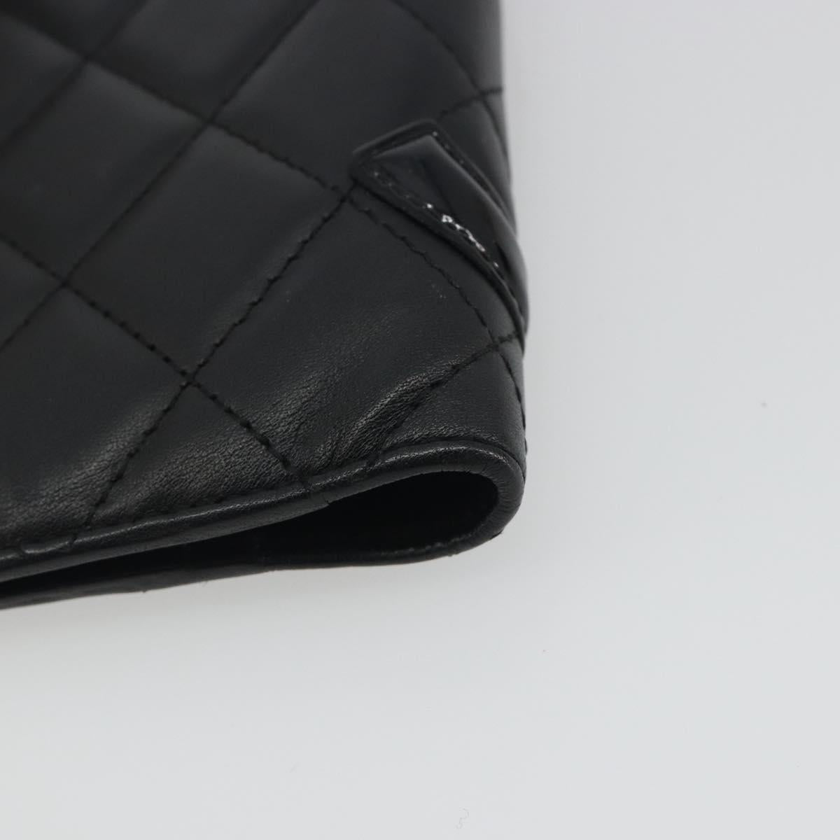 CHANEL Matelasse Cambon Line Day Planner Cover Leather Black CC Auth 193764M