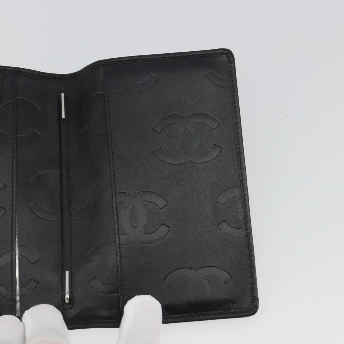 CHANEL Matelasse Cambon Line Day Planner Cover Leather Black CC Auth 193764M