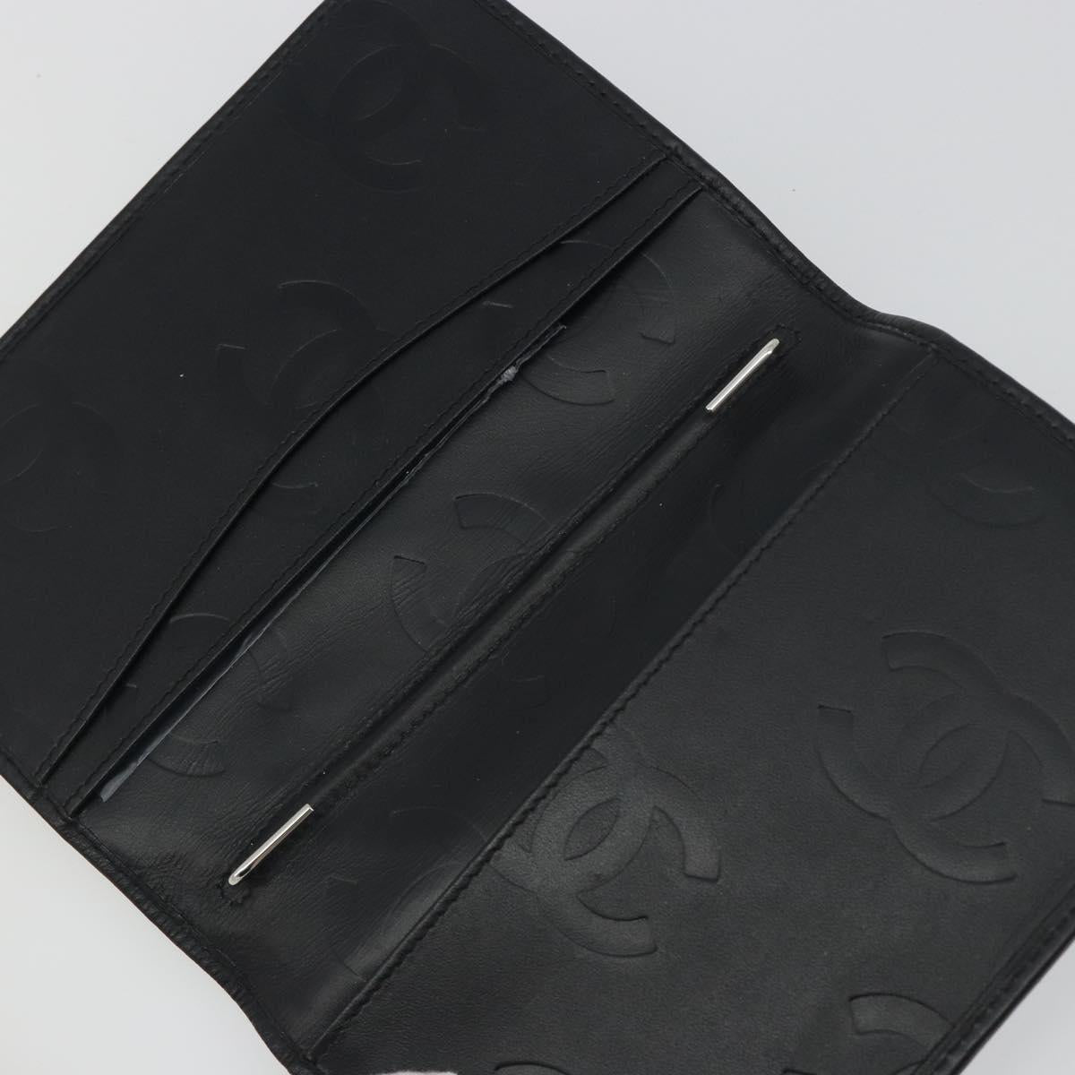 CHANEL Matelasse Cambon Line Day Planner Cover Leather Black CC Auth 193764M