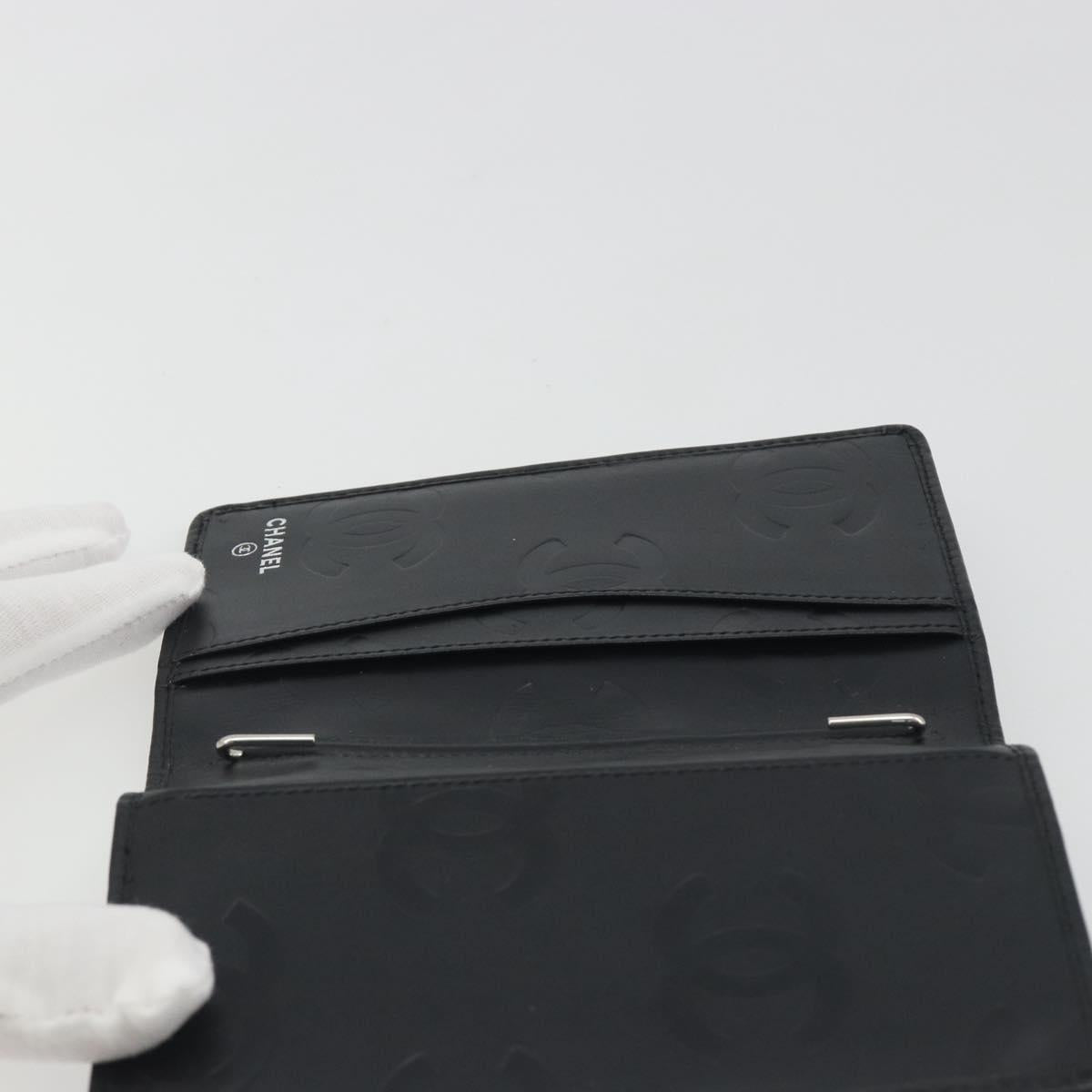CHANEL Matelasse Cambon Line Day Planner Cover Leather Black CC Auth 193764M