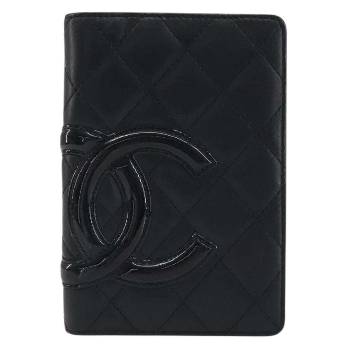 CHANEL Matelasse Cambon Line Day Planner Cover Leather Black CC Auth 193764M