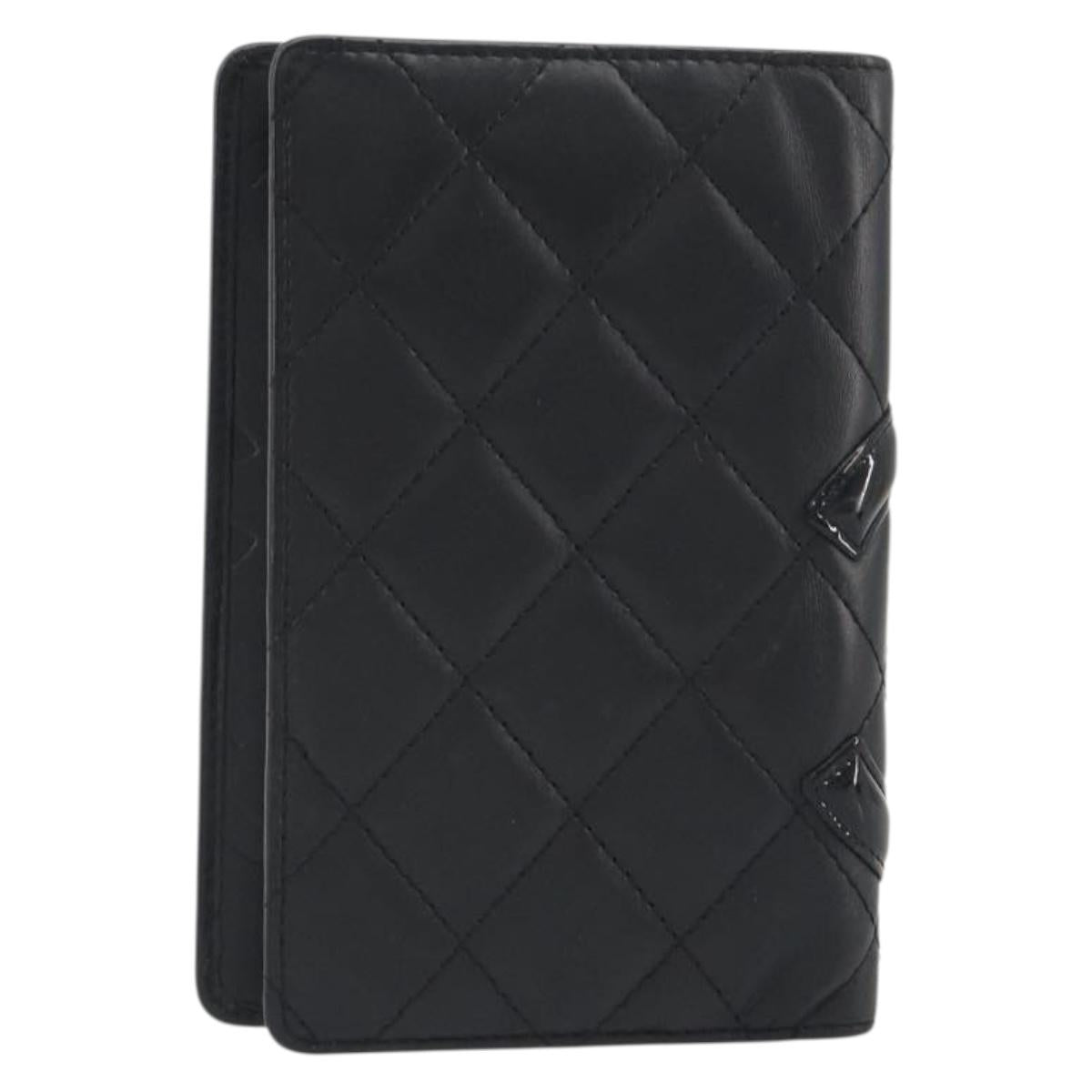 CHANEL Matelasse Cambon Line Day Planner Cover Leather Black CC Auth 193764M