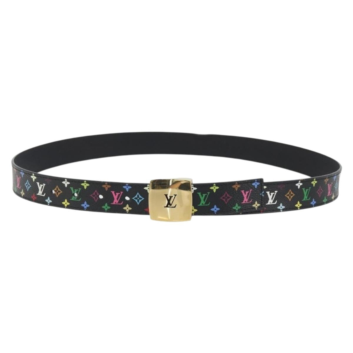 LOUIS VUITTON Multicolor Ceinture LV cut Belt Black M6890 LV Auth 193765V