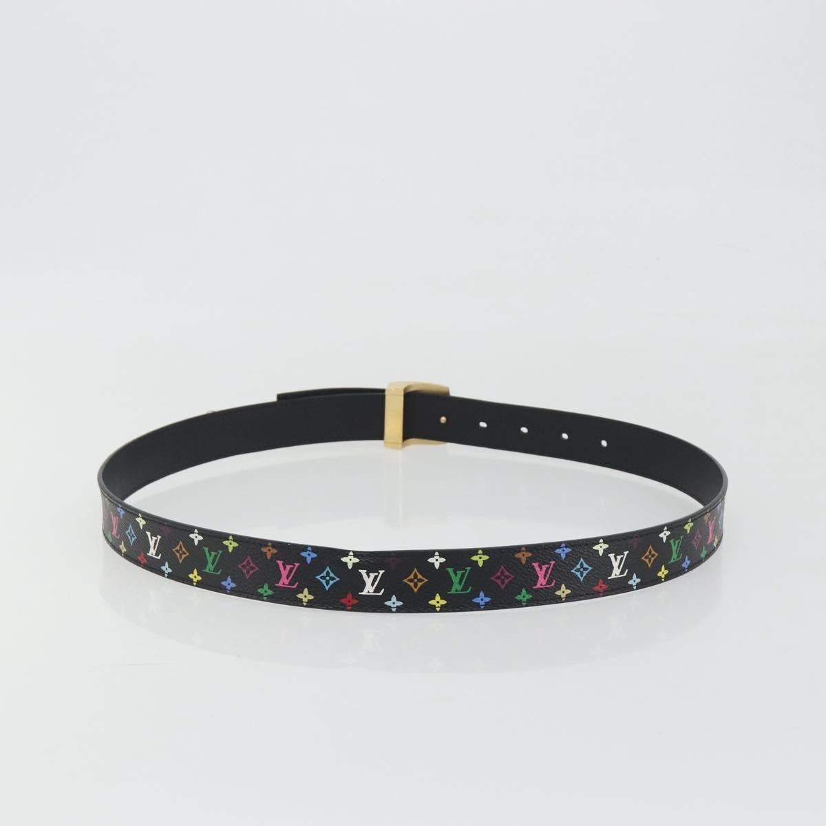 LOUIS VUITTON Multicolor Ceinture LV cut Belt Black M6890 LV Auth 193765V