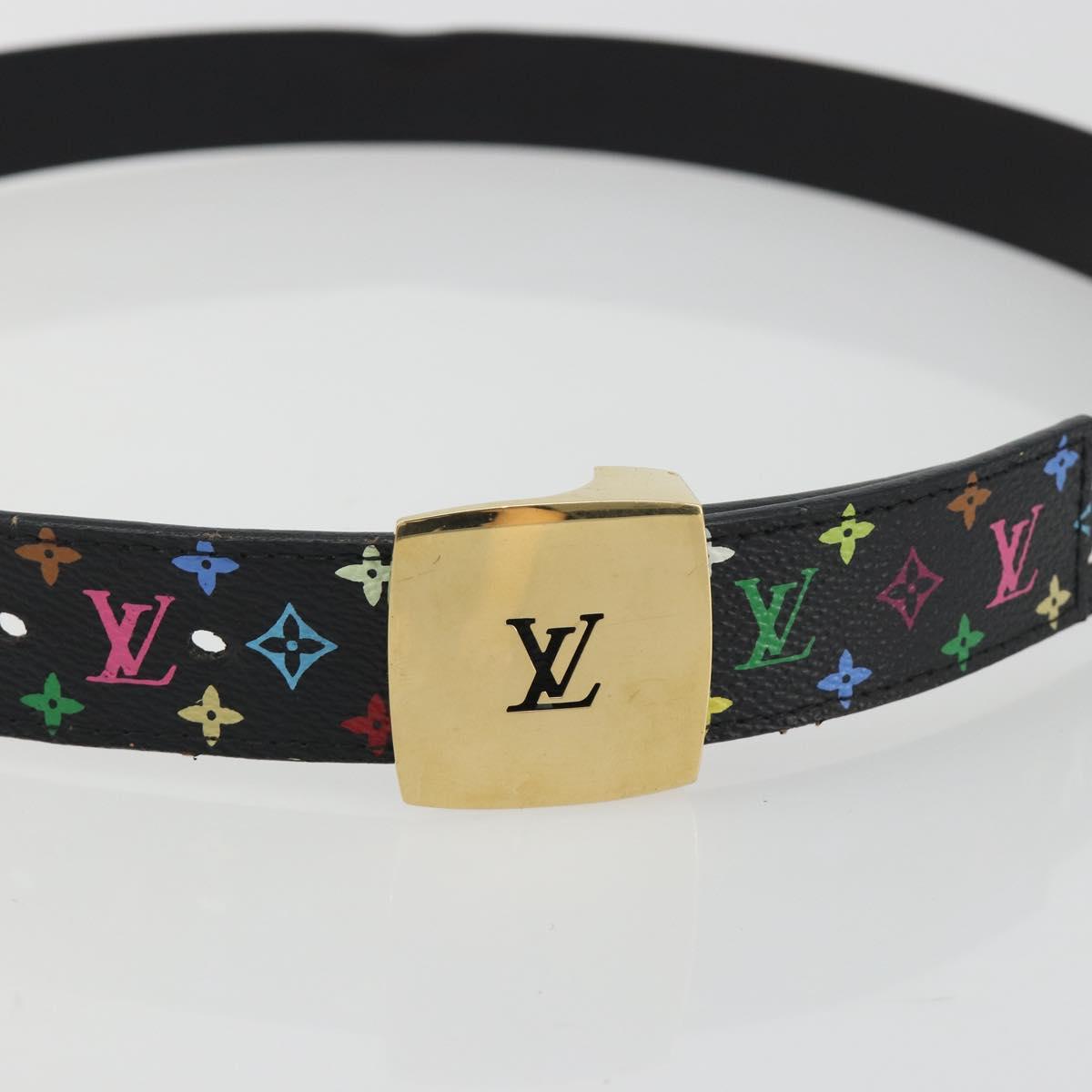 LOUIS VUITTON Multicolor Ceinture LV cut Belt Black M6890 LV Auth 193765V