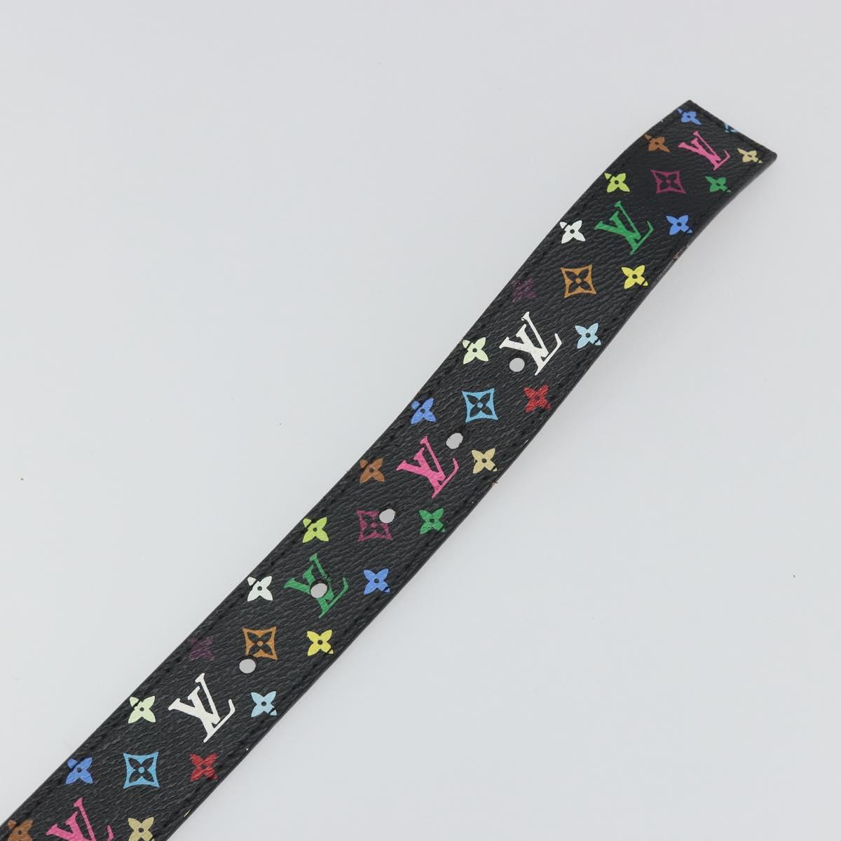 LOUIS VUITTON Multicolor Ceinture LV cut Belt Black M6890 LV Auth 193765V