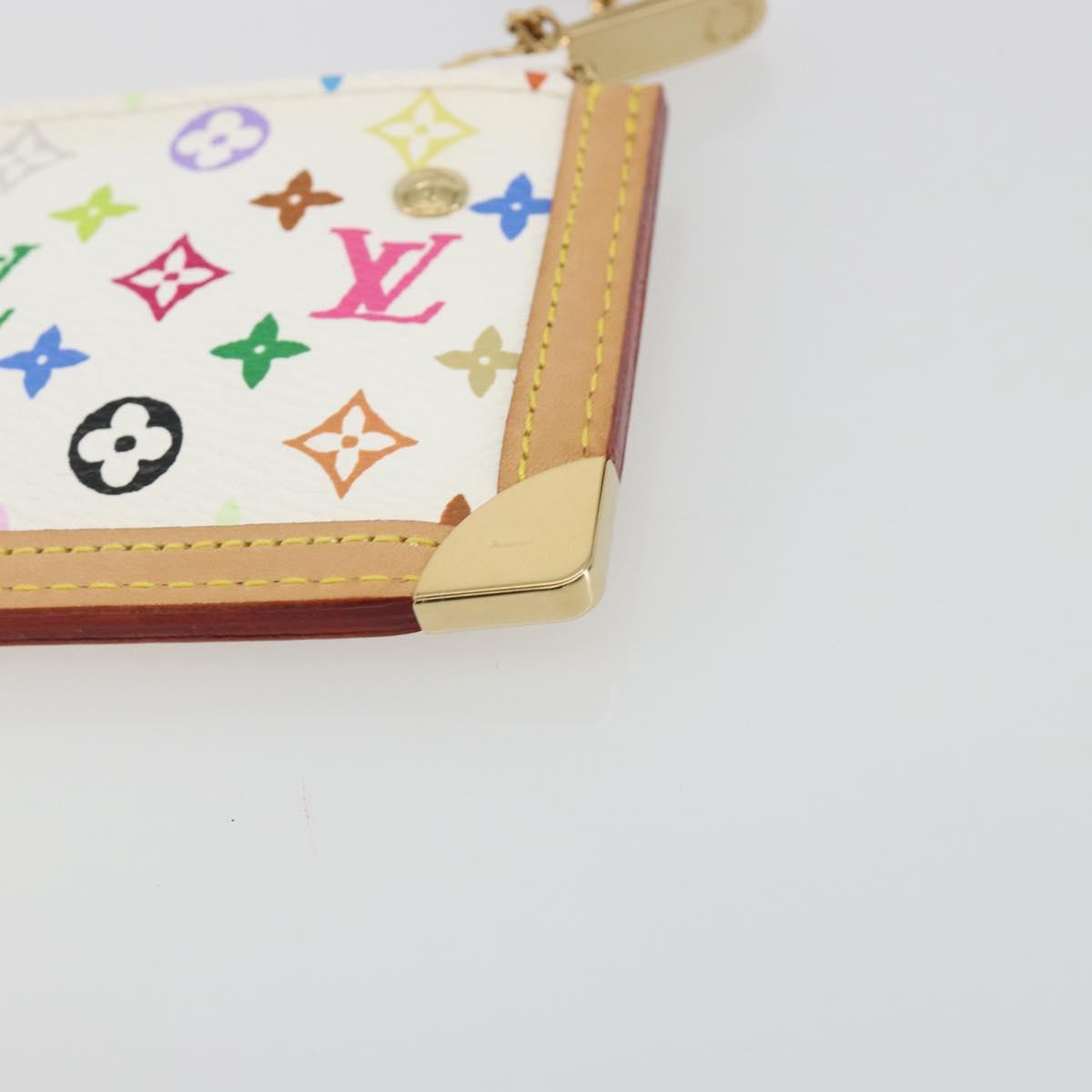 LOUIS VUITTON Monogram Multicolor Pochette Cles Purse White M92655 Auth 193766M