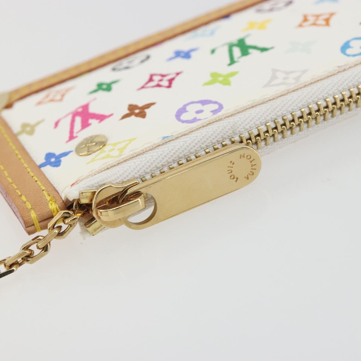 LOUIS VUITTON Monogram Multicolor Pochette Cles Purse White M92655 Auth 193766M